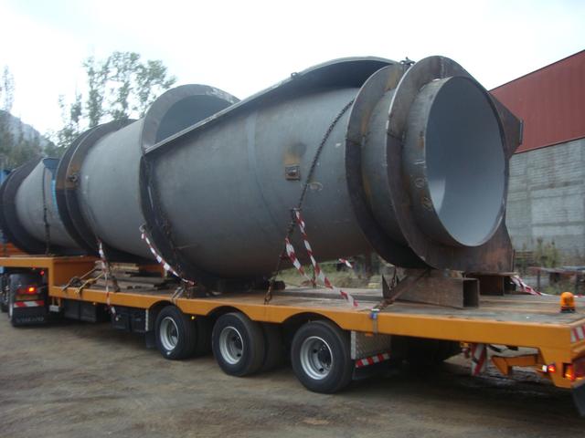 Penstock sections loaded for transport